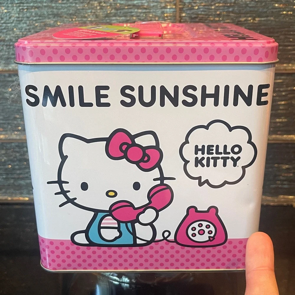 Hello Kitty Pink and White Square Metal Lunch Box